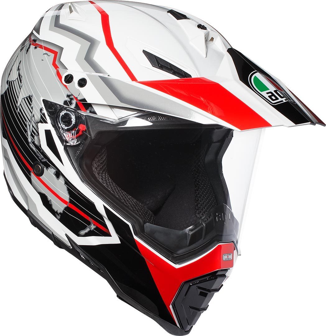 AGV Шлем AX-8 DUAL EVO бело-черно-красный - AGV - Мотошлемы - Интернет-магазин мотоэкипировки и мотозапчастей MотоГанза