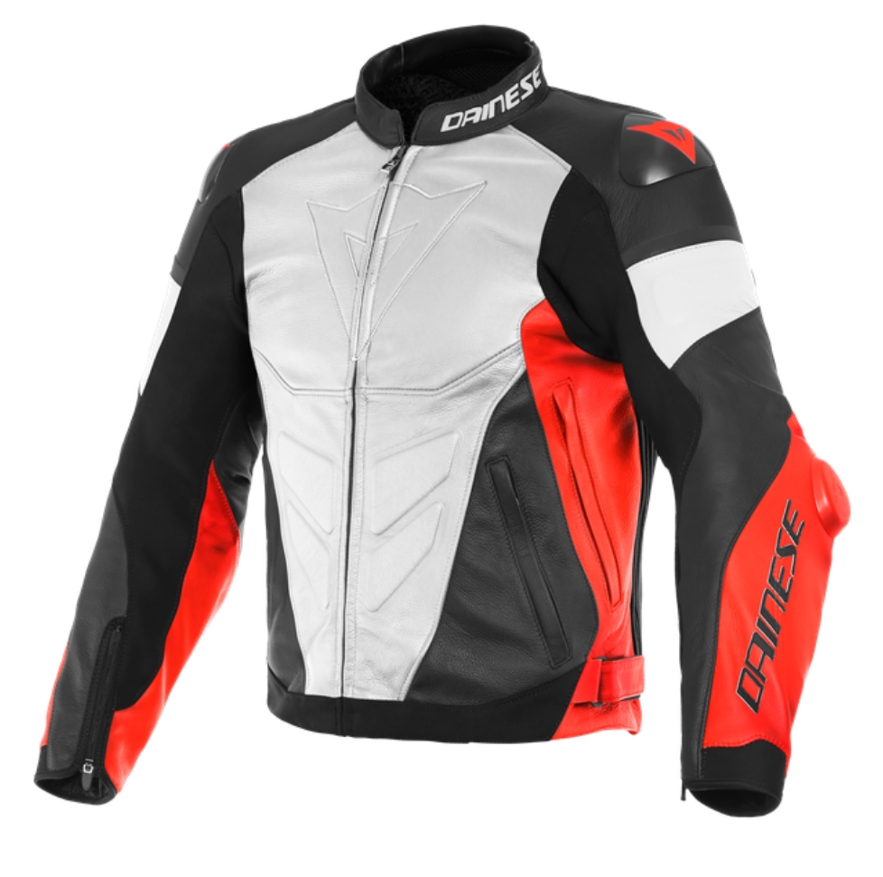 DAINESE Куртка кожаная SUPER RACE 90C бело/красно/черная матовая - DAINESE Куртки - куртки - Мотоэкипировка - Интернет-магазин мотоэкипировки и мотозапчастей MотоГанза