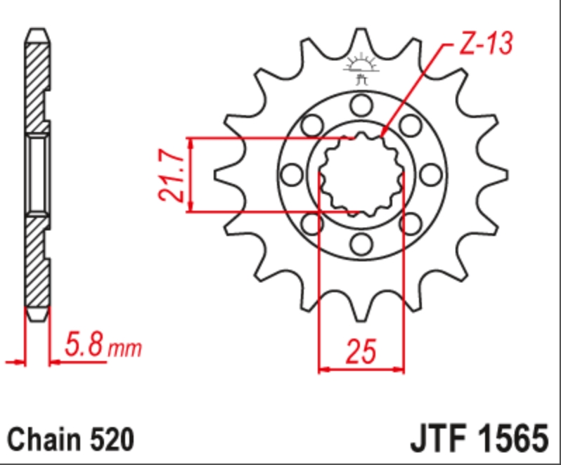 JT Звезда передняя JTF1565.13SC - Звезды JT - цепи и звезды - Мотозапчасти - Интернет-магазин мотоэкипировки и мотозапчастей MотоГанза