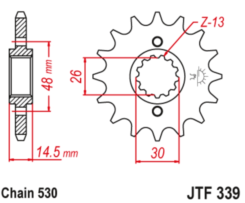 JT Звезда передняя JTF339.18 - Звезды JT - цепи и звезды - Мотозапчасти - Интернет-магазин мотоэкипировки и мотозапчастей MотоГанза