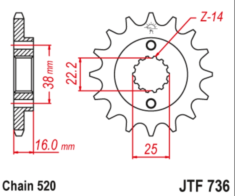 JT Звезда передняя JTF736.15 - Звезды JT - цепи и звезды - Мотозапчасти - Интернет-магазин мотоэкипировки и мотозапчастей MотоГанза