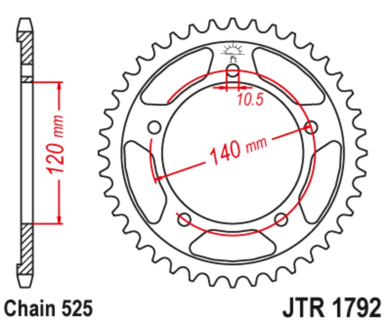 JT Звезда задняя JTR1792.48 - Звезды JT - цепи и звезды - Мотозапчасти - Интернет-магазин мотоэкипировки и мотозапчастей MотоГанза