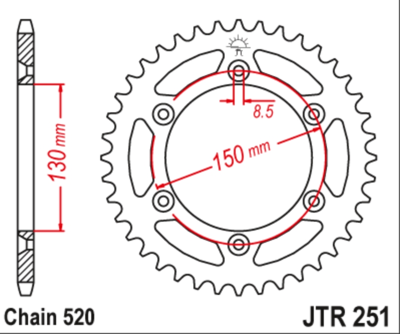 JT Звезда задняя JTR251.49 - Звезды JT - цепи и звезды - Мотозапчасти - Интернет-магазин мотоэкипировки и мотозапчастей MотоГанза