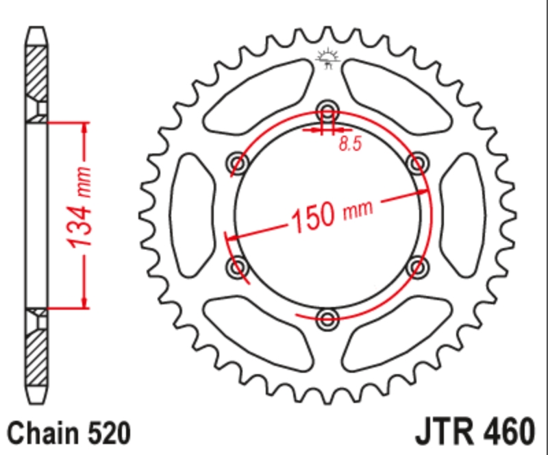 JT Звезда задняя JTR460.42 - Звезды JT - цепи и звезды - Мотозапчасти - Интернет-магазин мотоэкипировки и мотозапчастей MотоГанза