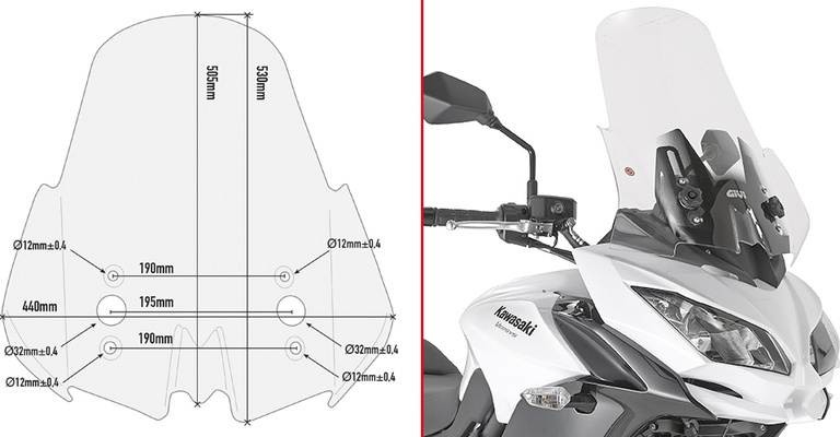 KAPPA KD4122ST Стекло лобовое KAWASAKI Versys 650 (15-19) - Лобовые стекла KAPPA - лобовые стекла - Аксессуары - Интернет-магазин мотоэкипировки и мотозапчастей MотоГанза
