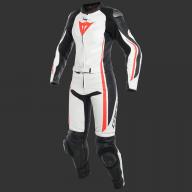 DAINESE Комбинезон кожаный ASSEN женский раздельный черно-бело-красный-флуоресцентный