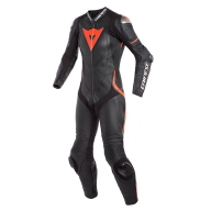 DAINESE Комбинезон кожаный LAGUNA SECA 4 цельный женский черно-красный-флуоресцентный перфорированный