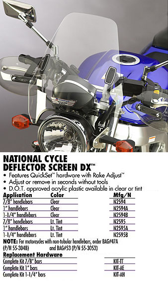 Лобовое стекло легко тонированное DEFLECTOR SCREEN DX N2595 - NATIONAL CYCLE - Аксессуары - Интернет-магазин мотоэкипировки и мотозапчастей MотоГанза